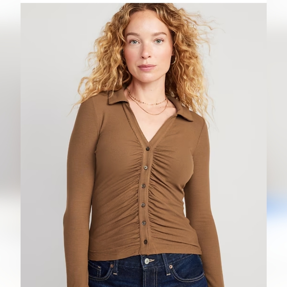 Old Navy Brown M Fitted Button-down
